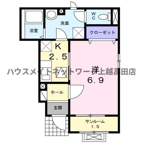 カーサ ミニョン(1K/1階)の間取り写真
