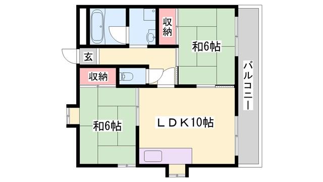 和興花影ハイツ(2LDK/4階)の間取り写真