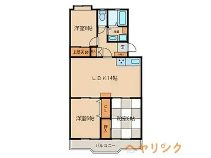 一社デューゼ(3LDK/1階)の間取り写真