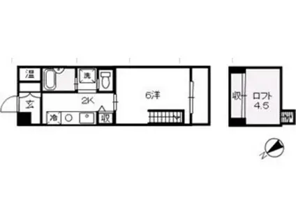 第7みぞたコーポ(1K/3階)の間取り写真
