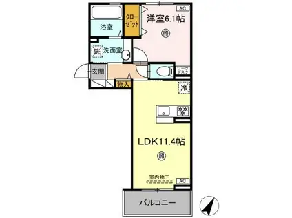 パルフェリーチェ(1LDK/2階)の間取り写真