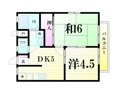 ソリッドリファイン柏(2DK/1階)の間取り写真