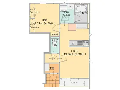 PLUSミナミ(1LDK/1階)の間取り写真
