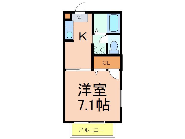 プロバンスA棟(1K/1階)の間取り写真