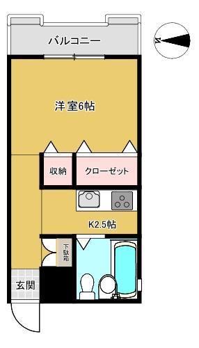Lコート(1K/3階)の間取り写真
