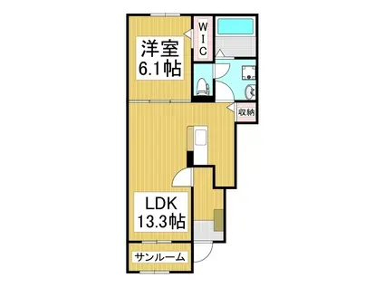 プリムヴェール(1LDK/1階)の間取り写真