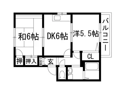 フレグランス安倉(2DK/2階)の間取り写真