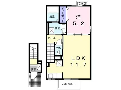 サニー・フレイズ(1LDK/2階)の間取り写真