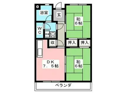 エスポワール長良(2DK/3階)の間取り写真