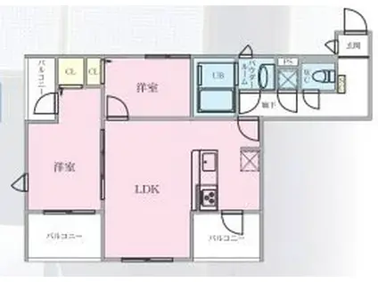 THE MANOR KYODO(2LDK/5階)の間取り写真