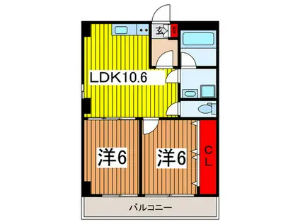 レイニオン岸町(2LDK/1階)の間取り写真