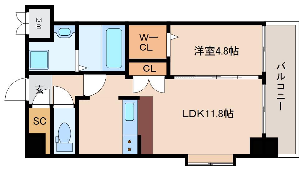スプランディッド新大阪イースト(1LDK/3階)の間取り写真
