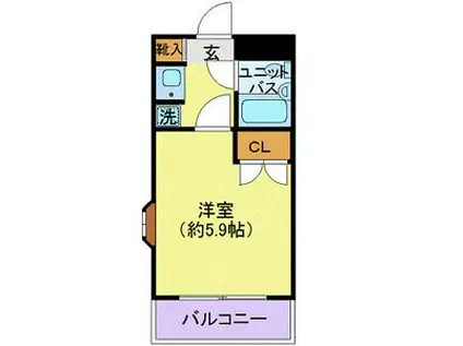 ジョイフル池上(1K/4階)の間取り写真