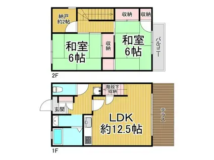 荻野ハイタウン(2SLDK/1階)の間取り写真