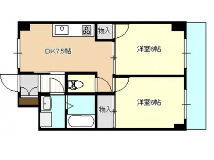 フローレンス尾前(2DK/4階)の間取り写真
