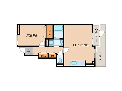 ランドマーク桜井II(1LDK/1階)の間取り写真