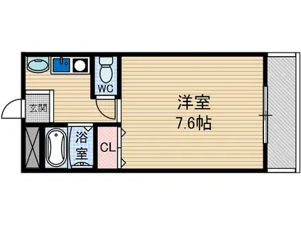 フェリセ富田(1K/2階)の間取り写真