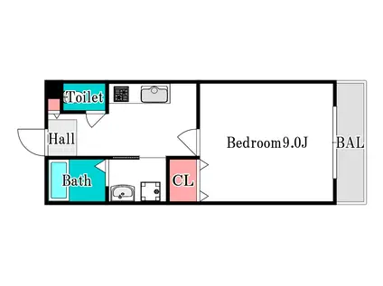 アーバンテラス東岡山II(1K/2階)の間取り写真