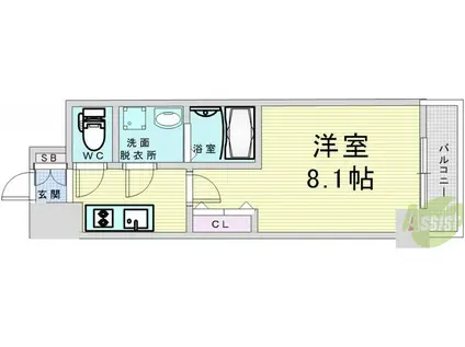 セオリー梅田ドムス(1K/4階)の間取り写真