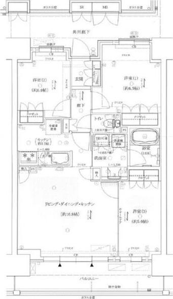 リバーガーデン四天王寺(3LDK/15階)の間取り写真