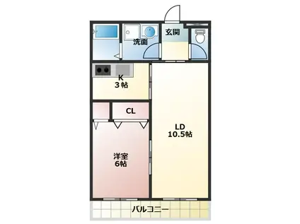 ベルバランセ白鳥(1LDK/2階)の間取り写真