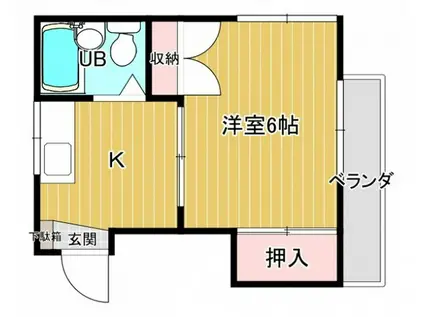 セプト平原(1K/2階)の間取り写真
