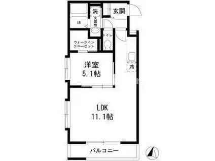 ソレアードビスタ三ッ沢(1LDK/2階)の間取り写真