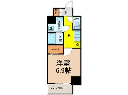 CREST TAPP黒川(1K/11階)の間取り写真