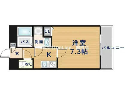 ラパンジール四天王寺東(1K/3階)の間取り写真