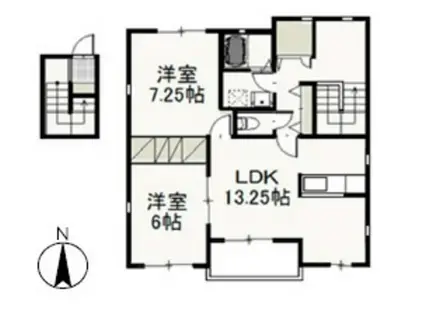 ヴィラ・ド・フルールE(2LDK/2階)の間取り写真