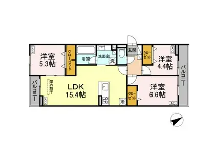 CALME VILLE(3LDK/3階)の間取り写真