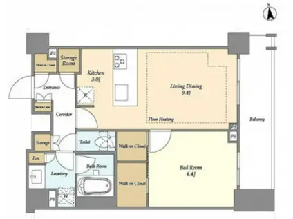 オアーゼ新宿市谷薬王寺(1LDK/2階)の間取り写真