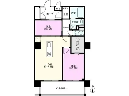 PJツリーネスト(2LDK/6階)の間取り写真