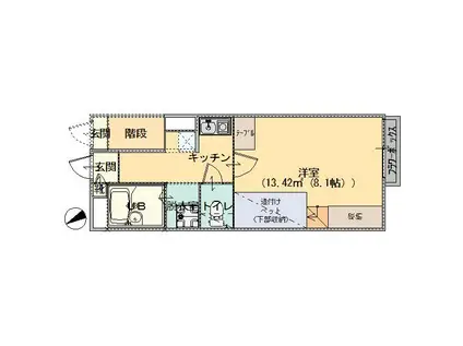 MARUBISHIアパート大橋 B棟(1K/1階)の間取り写真