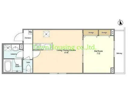 ESPACE等々力(1LDK/2階)の間取り写真