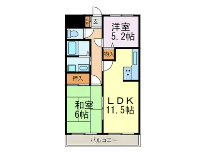 MTハイツ(2LDK/1階)の間取り写真