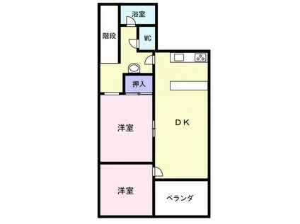 緑ヶ丘2丁目(2DK/2階)の間取り写真