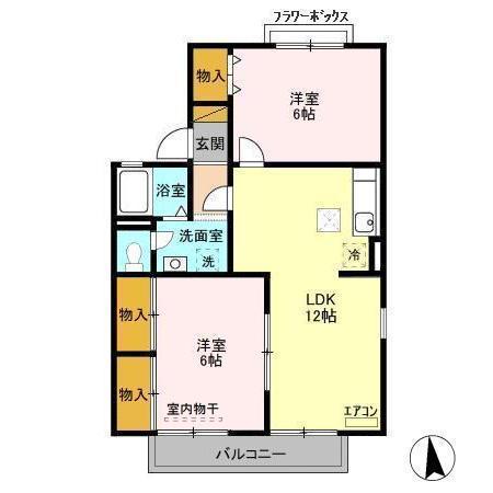 フローラフォンテA(2LDK/1階)の間取り写真