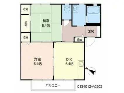 ワンズグレイス(2DK/2階)の間取り写真