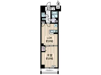 いずみマンションII(1LDK/8階)の間取り写真