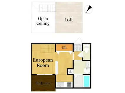 サン・ホワイティ大桐(1K/1階)の間取り写真