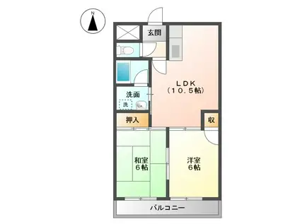 シェモア長良(2LDK/5階)の間取り写真