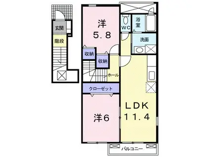 コートジュネス II(2LDK/2階)の間取り写真