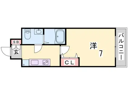 マロワール神戸(1K/11階)の間取り写真