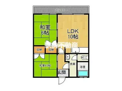 コーポラス田主丸II(2LDK/3階)の間取り写真