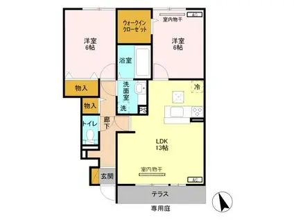 D-ROOMヘルシーホーム THE 3RD105(2LDK/1階)の間取り写真