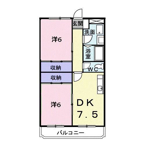 ビューテラス畷A棟(2DK/2階)の間取り写真