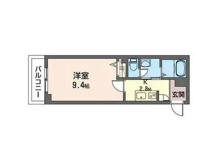 グラース八重咲(1K/3階)の間取り写真