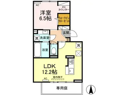 クレシアT(1LDK/1階)の間取り写真
