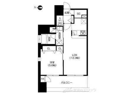 アーバネックス高槻芥川(1LDK/10階)の間取り写真